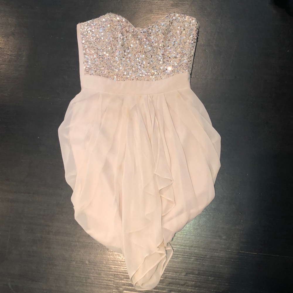 Lipsy VIP sequined strapless blush pink dress